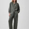 Oversized katoenen gaasoverhemd zonder kraag