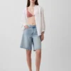 Oversized katoenen gaasoverhemd zonder kraag