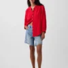 Oversized katoenen gaasoverhemd zonder kraag