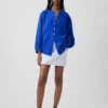 Oversized katoenen gaasoverhemd zonder kraag