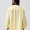 Oversized katoenen gaasoverhemd zonder kraag