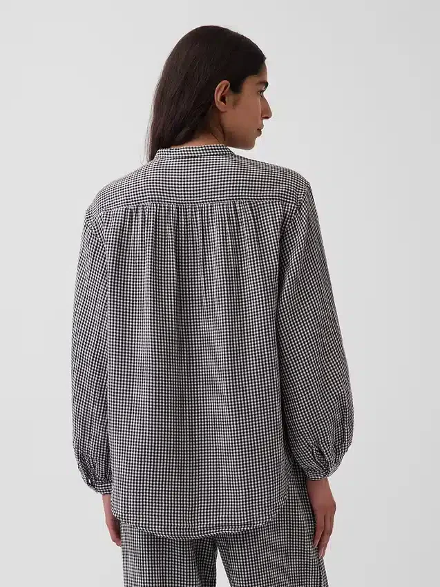 Oversized katoenen gaasoverhemd zonder kraag