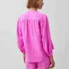 Oversized katoenen gaasoverhemd zonder kraag