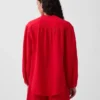 Oversized katoenen gaasoverhemd zonder kraag