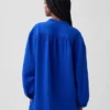 Oversized katoenen gaasoverhemd zonder kraag