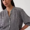 Oversized katoenen gaasoverhemd zonder kraag