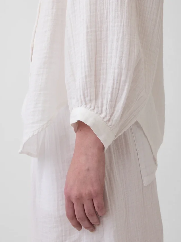 Oversized katoenen gaasoverhemd zonder kraag