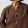 Oversized katoenen gaasoverhemd zonder kraag