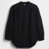 Oversized katoenen gaasoverhemd zonder kraag
