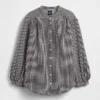Oversized katoenen gaasoverhemd zonder kraag