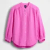 Oversized katoenen gaasoverhemd zonder kraag