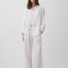Oversized katoenen gaasoverhemd zonder kraag