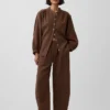 Oversized katoenen gaasoverhemd zonder kraag