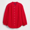Oversized katoenen gaasoverhemd zonder kraag