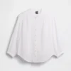 Oversized katoenen gaasoverhemd zonder kraag