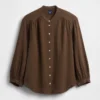Oversized katoenen gaasoverhemd zonder kraag