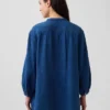Oversized kraagloos overhemd van katoenen gaasdenim