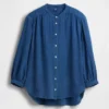 Oversized kraagloos overhemd van katoenen gaasdenim