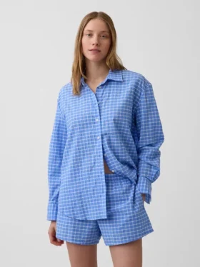 Oversized overhemd met seersucker-ruitmotief