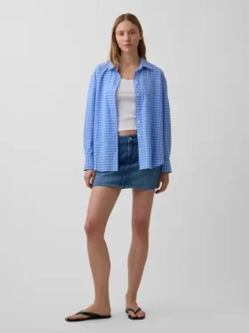 Oversized overhemd met seersucker-ruitmotief