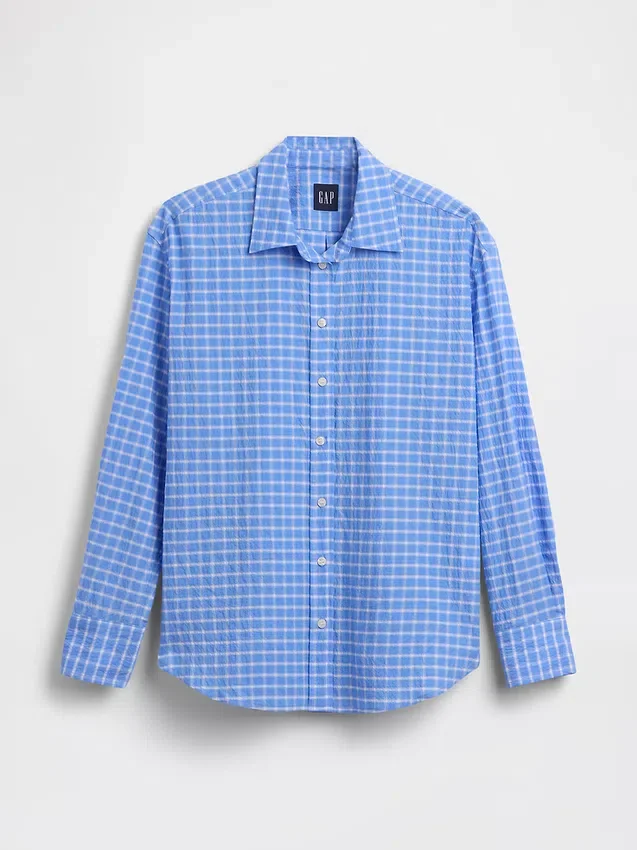 Oversized overhemd met seersucker-ruitmotief