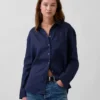 Oversized overhemd van 100% linnen