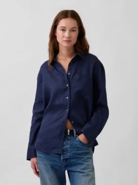 Oversized overhemd van 100% linnen