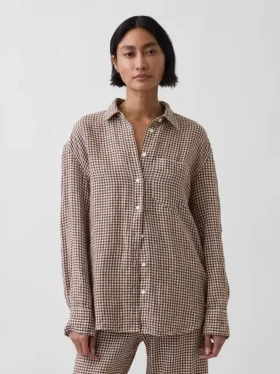 Oversized overhemd van 100% linnen