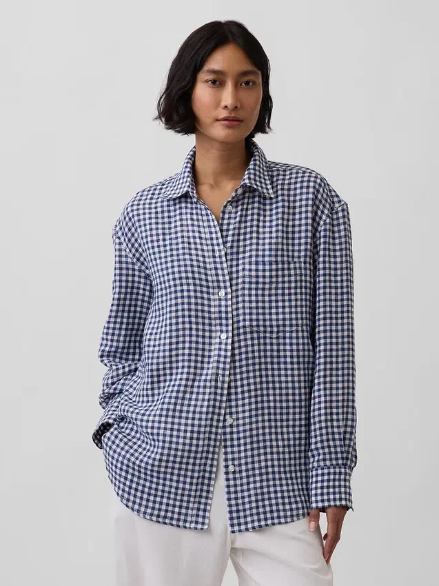 Oversized overhemd van 100% linnen