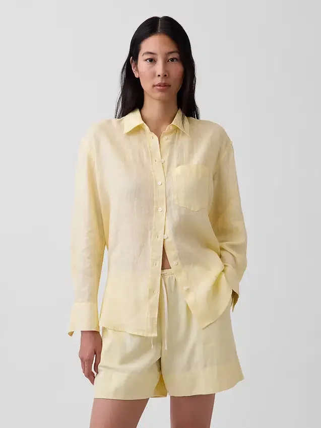 Oversized overhemd van 100% linnen