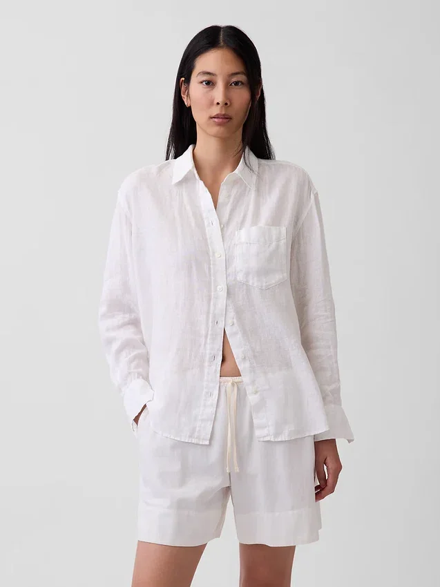 Oversized overhemd van 100% linnen