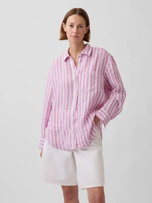 Oversized overhemd van 100% linnen