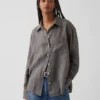 Oversized overhemd van 100% linnen
