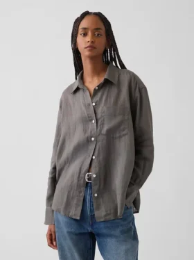 Oversized overhemd van 100% linnen