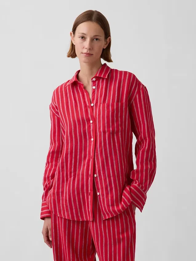 Oversized overhemd van 100% linnen