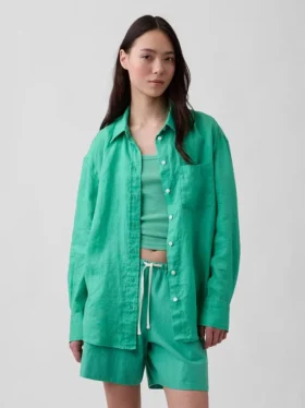 Oversized overhemd van 100% linnen