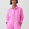 Oversized overhemd van 100% linnen