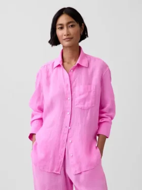 Oversized overhemd van 100% linnen