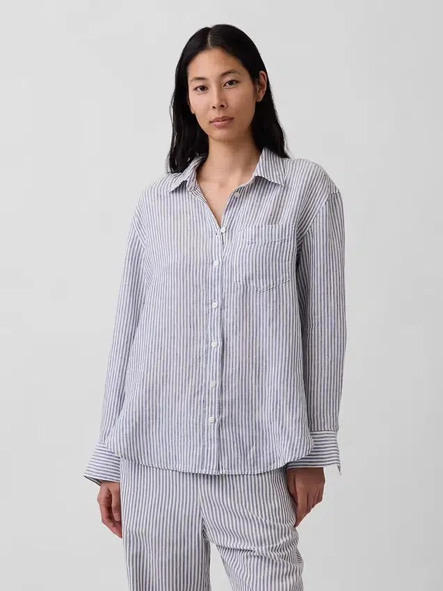 Oversized overhemd van 100% linnen