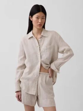 Oversized overhemd van 100% linnen