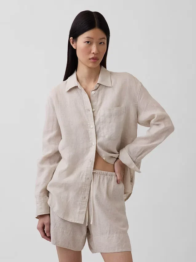Oversized overhemd van 100% linnen