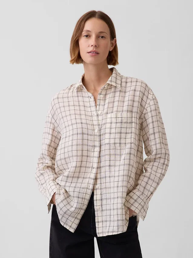 Oversized overhemd van 100% linnen