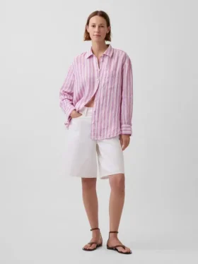 Oversized overhemd van 100% linnen
