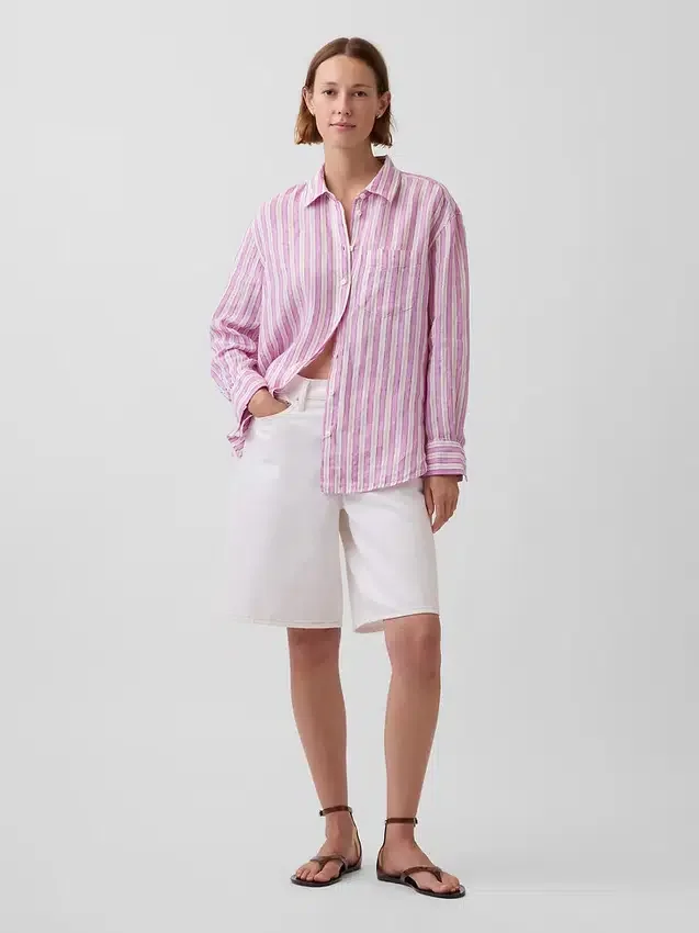 Oversized overhemd van 100% linnen