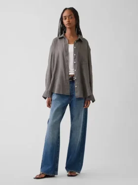 Oversized overhemd van 100% linnen