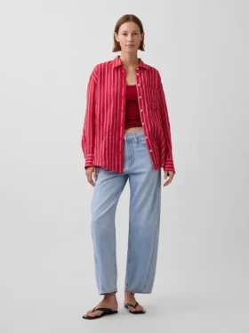 Oversized overhemd van 100% linnen