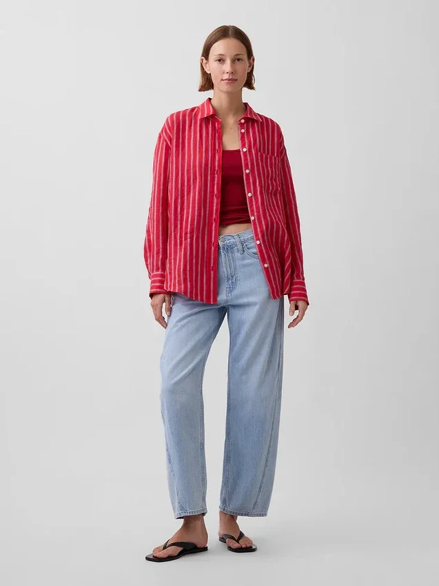 Oversized overhemd van 100% linnen