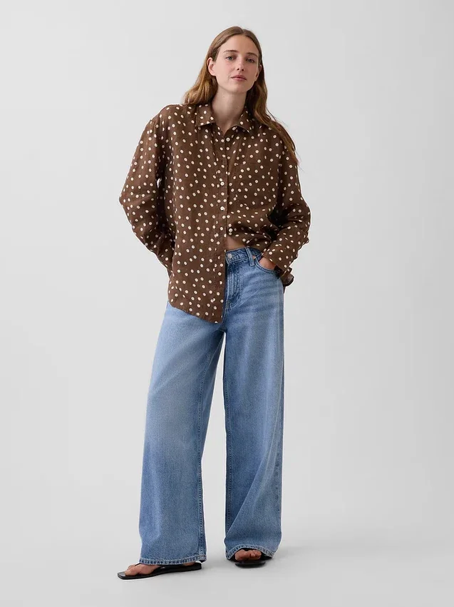 Oversized overhemd van 100% linnen