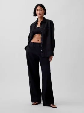 Oversized overhemd van 100% linnen