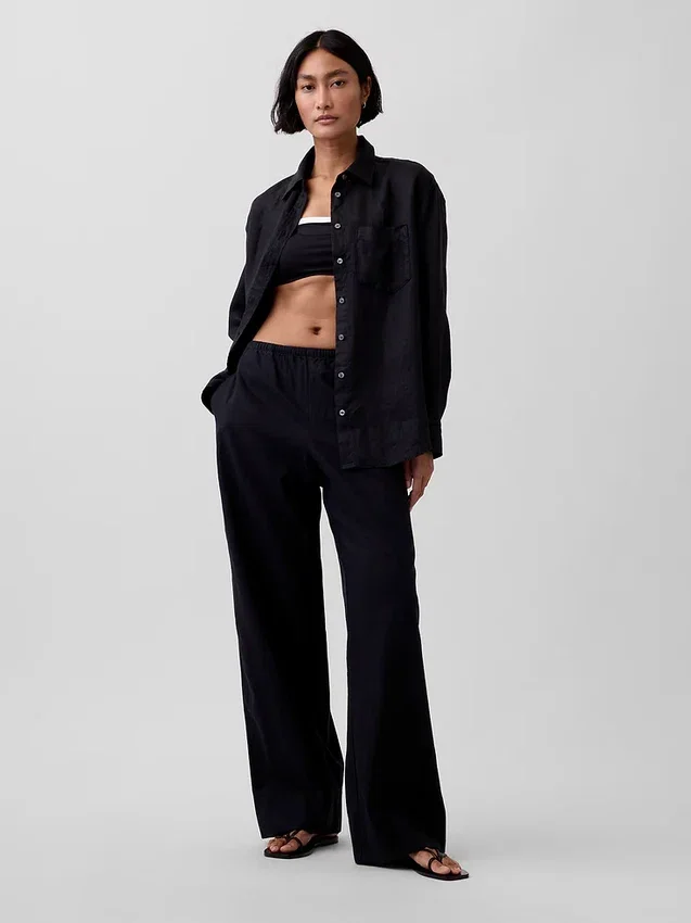Oversized overhemd van 100% linnen